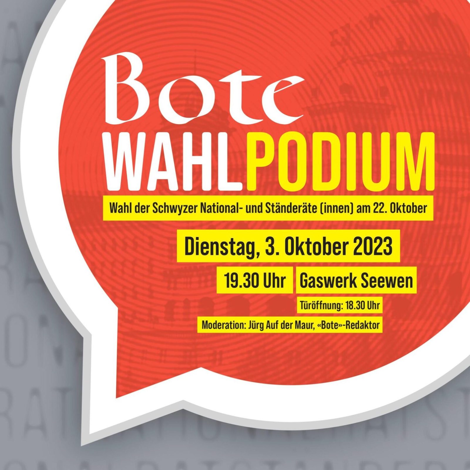 Bote-Wahlpodium der Schwyzer National- und Ständeräte(innen)